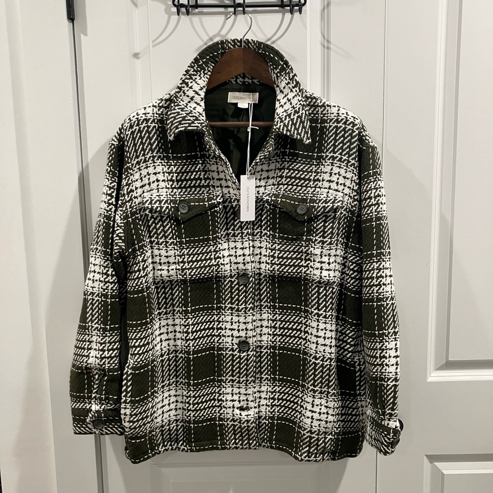 STUNNING NWT, Outerknown lady’s organic cotton Cloud Weave Blanket Shirt Jacket